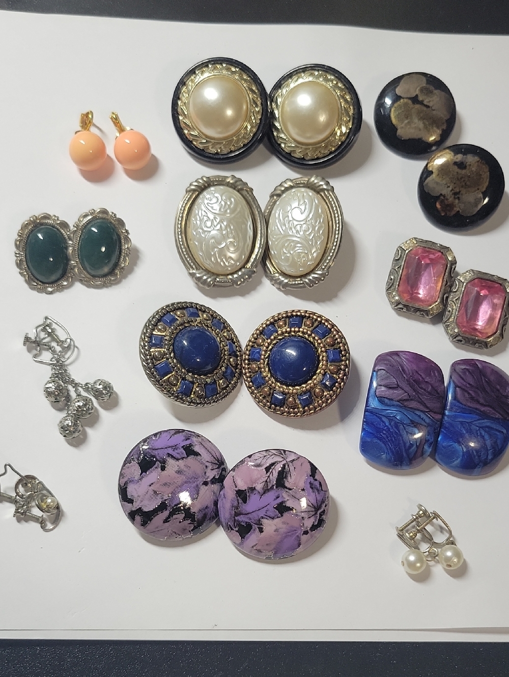 Women’s Fashion Clip On Earrings - Pink, Blue, Purple, Green, Black, White Lot
